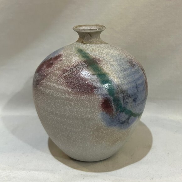 Cooper Mays North Carolina Pottery Bud Vase 4.75" Signed - Picture 7 of 10